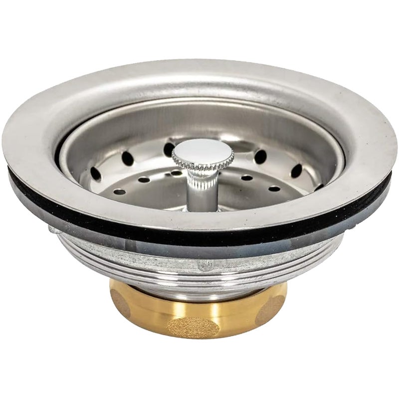 EZ-FLO Kitchen Sink Strainer Fits 3-1/2 Inch Opening, Sink Drain Assembly with Brass Slip-Joint Nut and Fixed-Post Basket, Stainless Steel, 30003 - Image 1